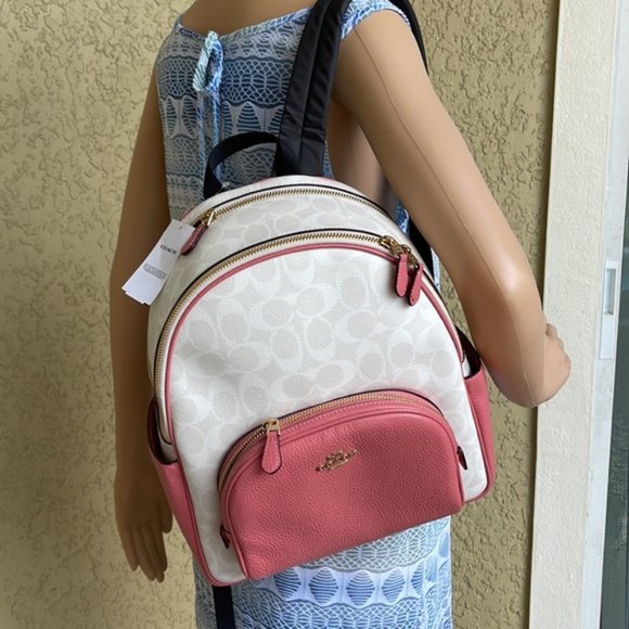 Coach 5671 Court Backpack In Signature Canvas Chalk / Taffy - Picture 15 of 16
